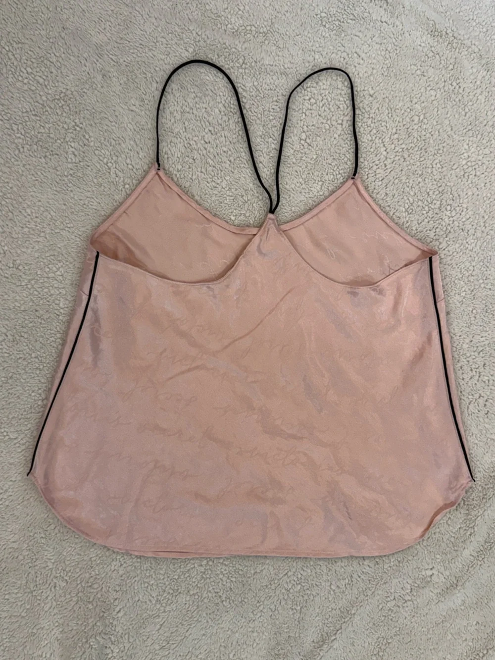 Silky Pink Victoria Secret Racerback Tank w| black piping details